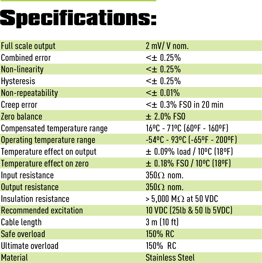 vlpa load cell specifications