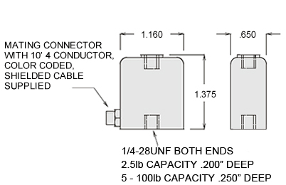 miniature tension load cell dimensions