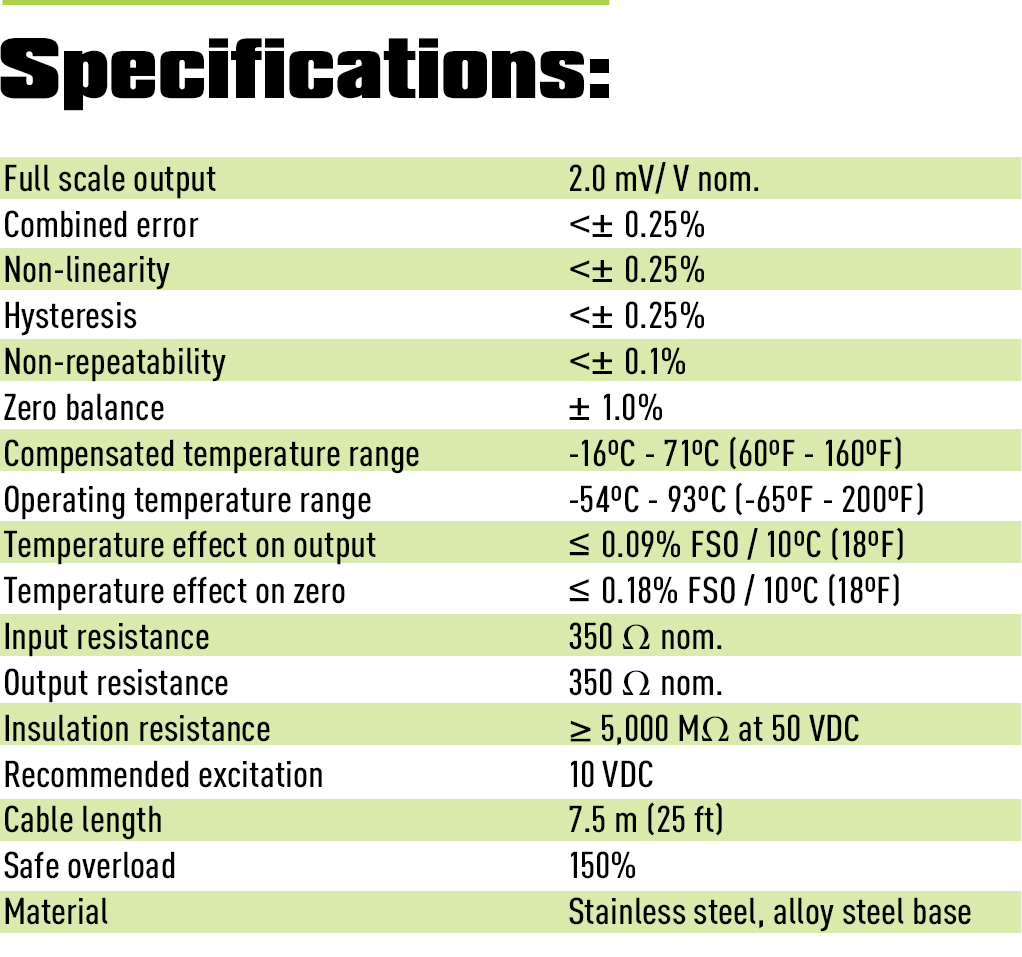 xbd load cell specifications